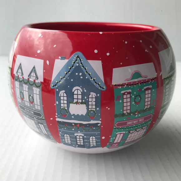 Red Teleflora Holiday Winter Scene Globe Vase 4.25” - Picture 4 of 8